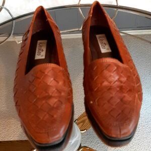 Womans WESTIE BRAIDED ‎ 100%Italian Leather Loafers Shoes 5.5 M